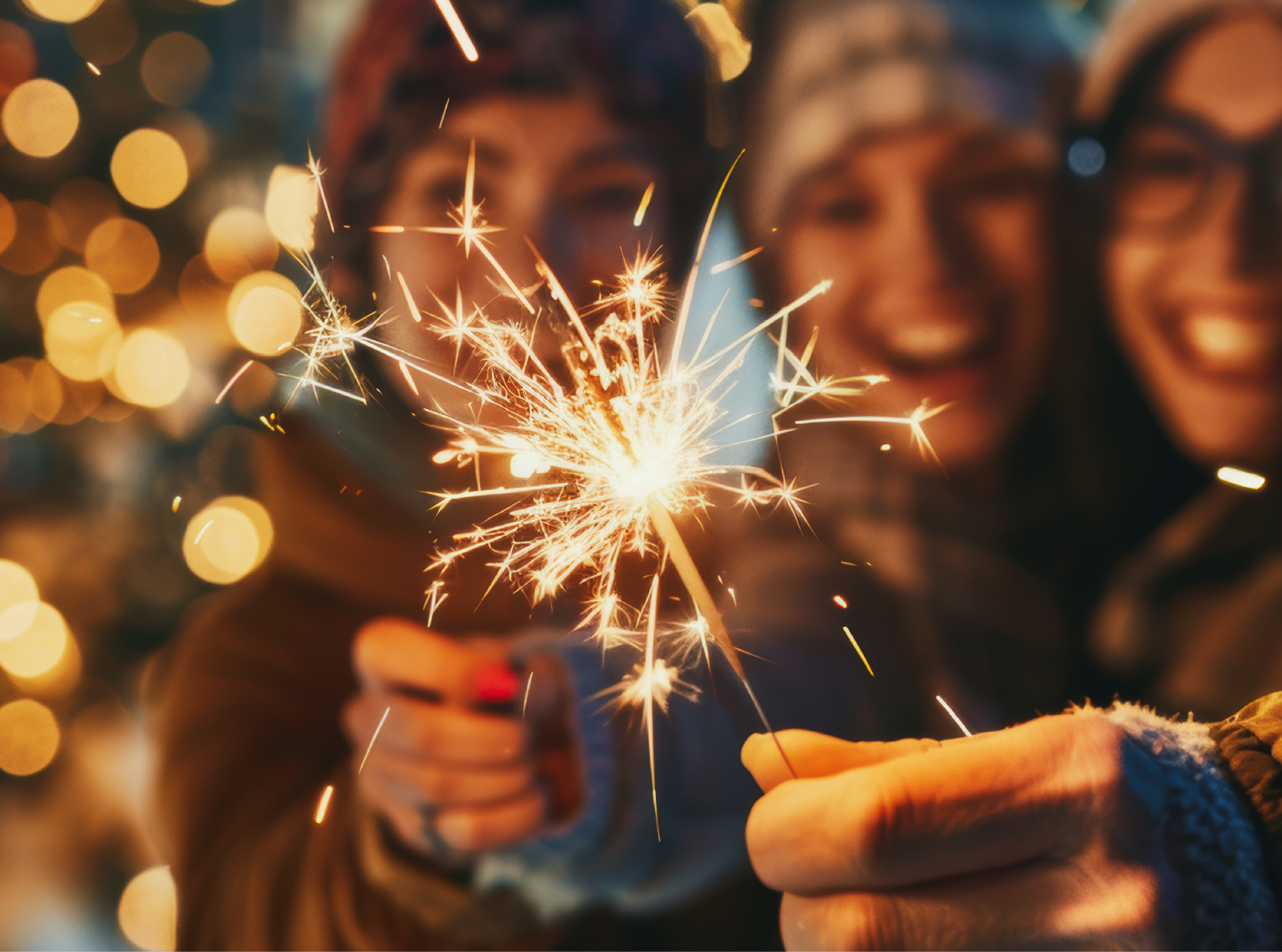 Friends holding a sparkler