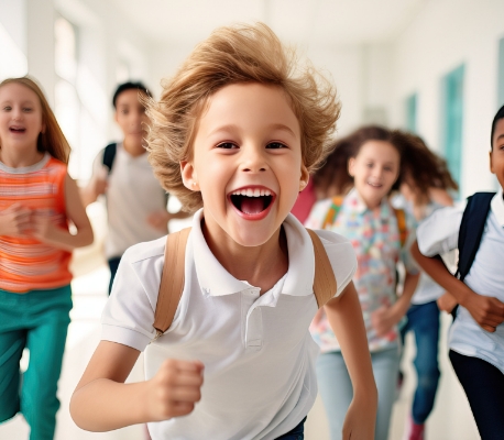 children running and happy