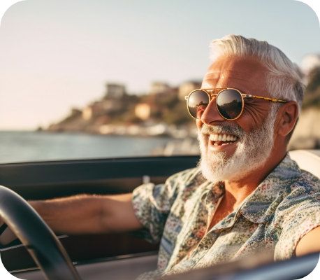 Man driving convertible 